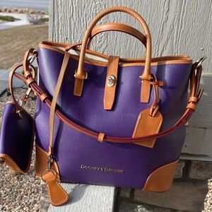 Dooney & Bourke Shelby Shopper Purple and Tan Tote Bag
